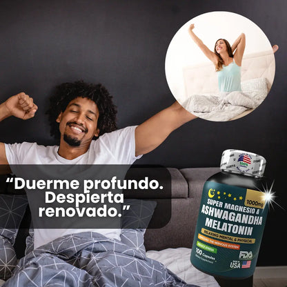 MAGNESIO + MELATONINA + ASHWAGANDHA 1000mg 3en 1