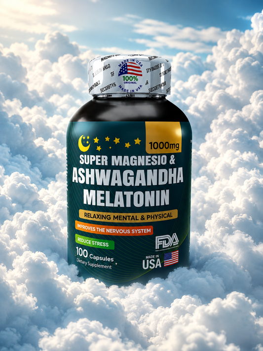 MAGNESIO + MELATONINA + ASHWAGANDHA 1000mg 3en 1